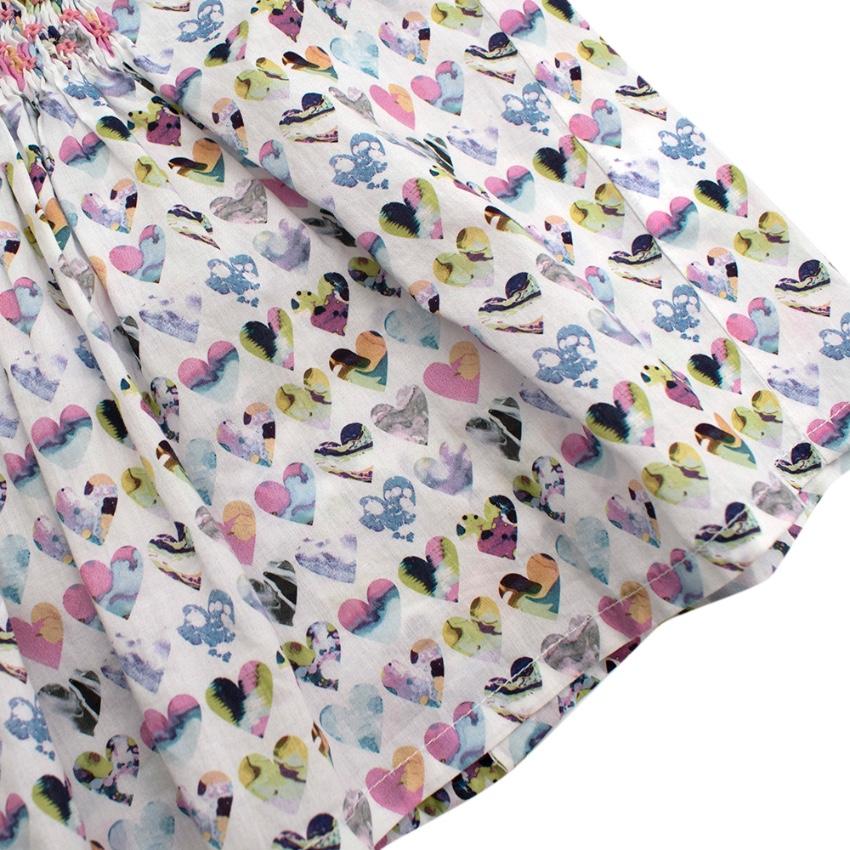 Fleurisse White Heart Print Cotton Smocking Embroidery Dress