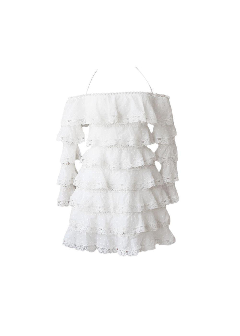 Embroidered Lace Tiered Mini Dress