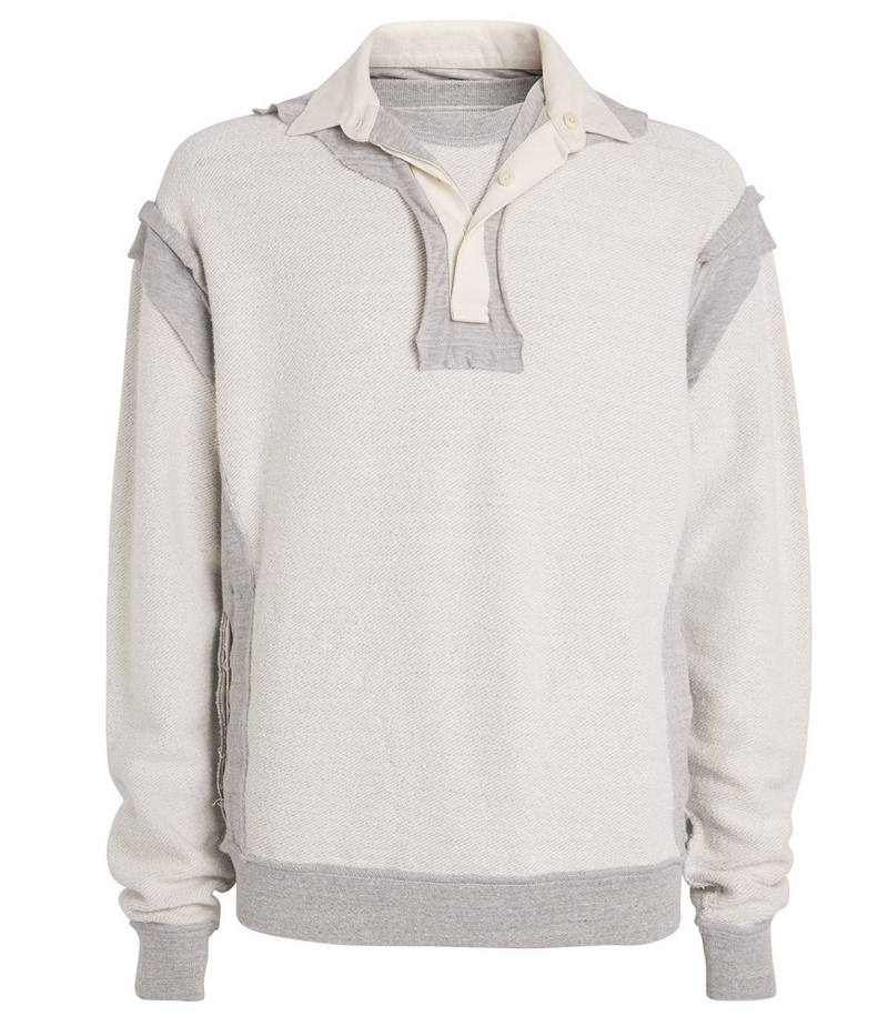 Maison Margiela Grey Cotton Four Stitch Reversed Polo Jumper