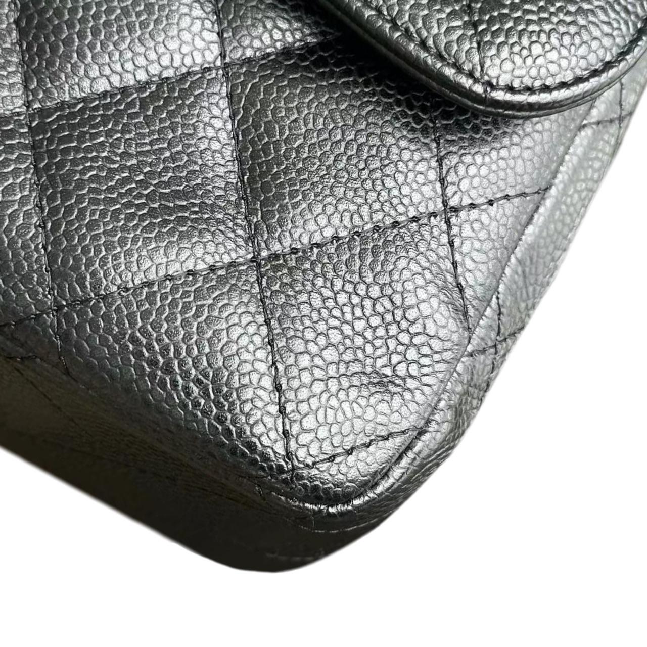 Chanel Black Caviar Leather Jumbo Single Flap Bag