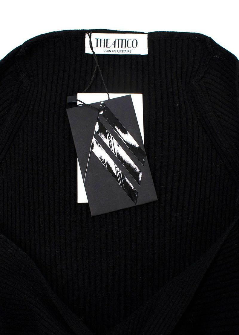 The Attico Black Ribbed Knit Halterneck Sweater