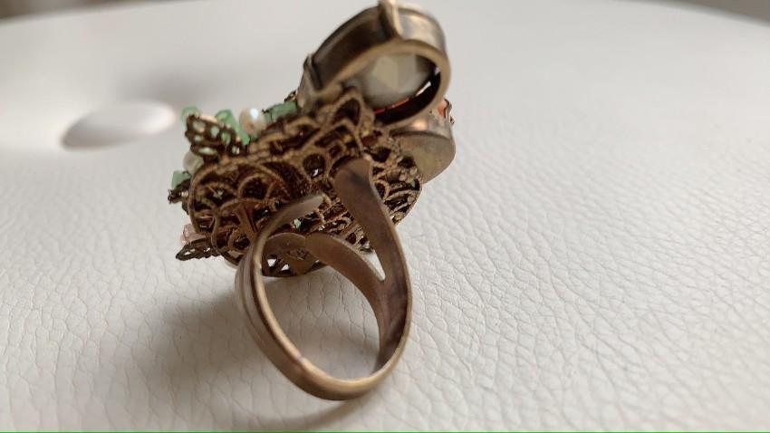 Bijoux De Familie Crystal & Chrysolite Cocktail Ring