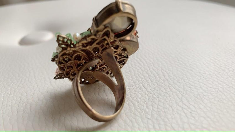 Bijoux De Familie Crystal & Chrysolite Cocktail Ring
