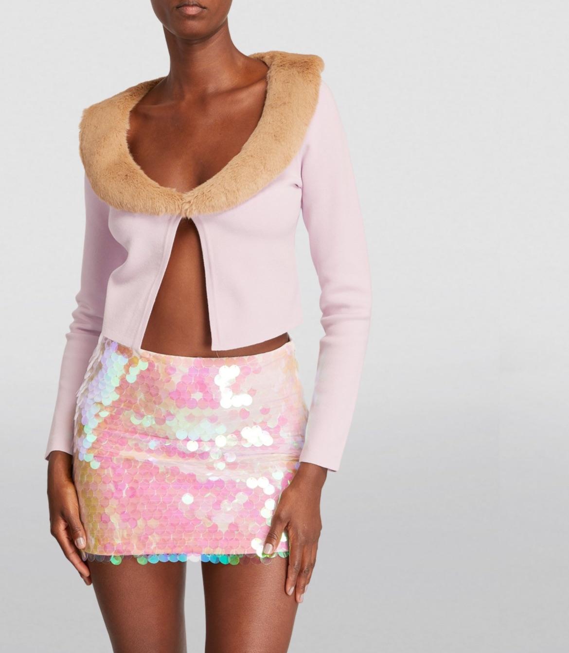 Blumarnie Lilac Detachable Fur Collar Cardigan