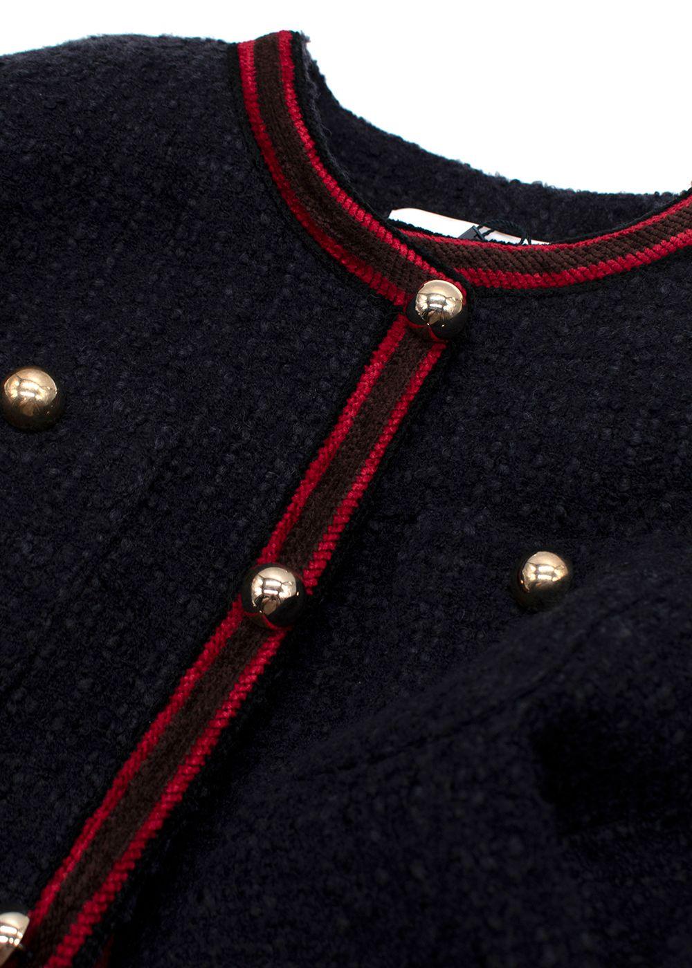 Claudie Pierlot Navy Contrast Trim Tweed Jacket