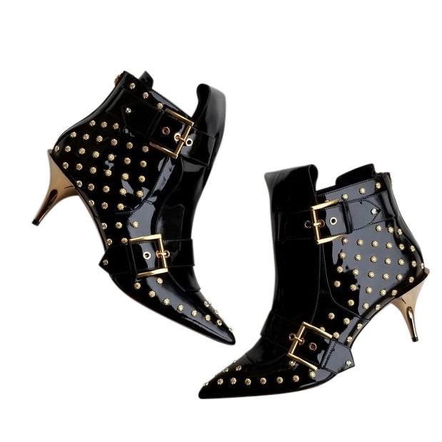 Alexander McQueen Studded Kitten-Heel Pointed Bootie