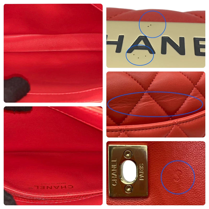 Small Orange Lambskin Trendy CC Flap Bag