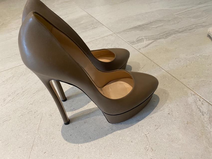 Casadei Taupe Platform Stiletto Pumps