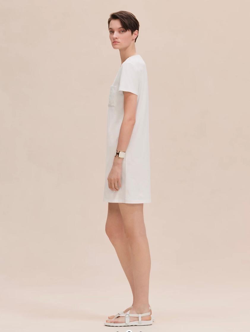 Hermes White Cotton T-Shirt Dress