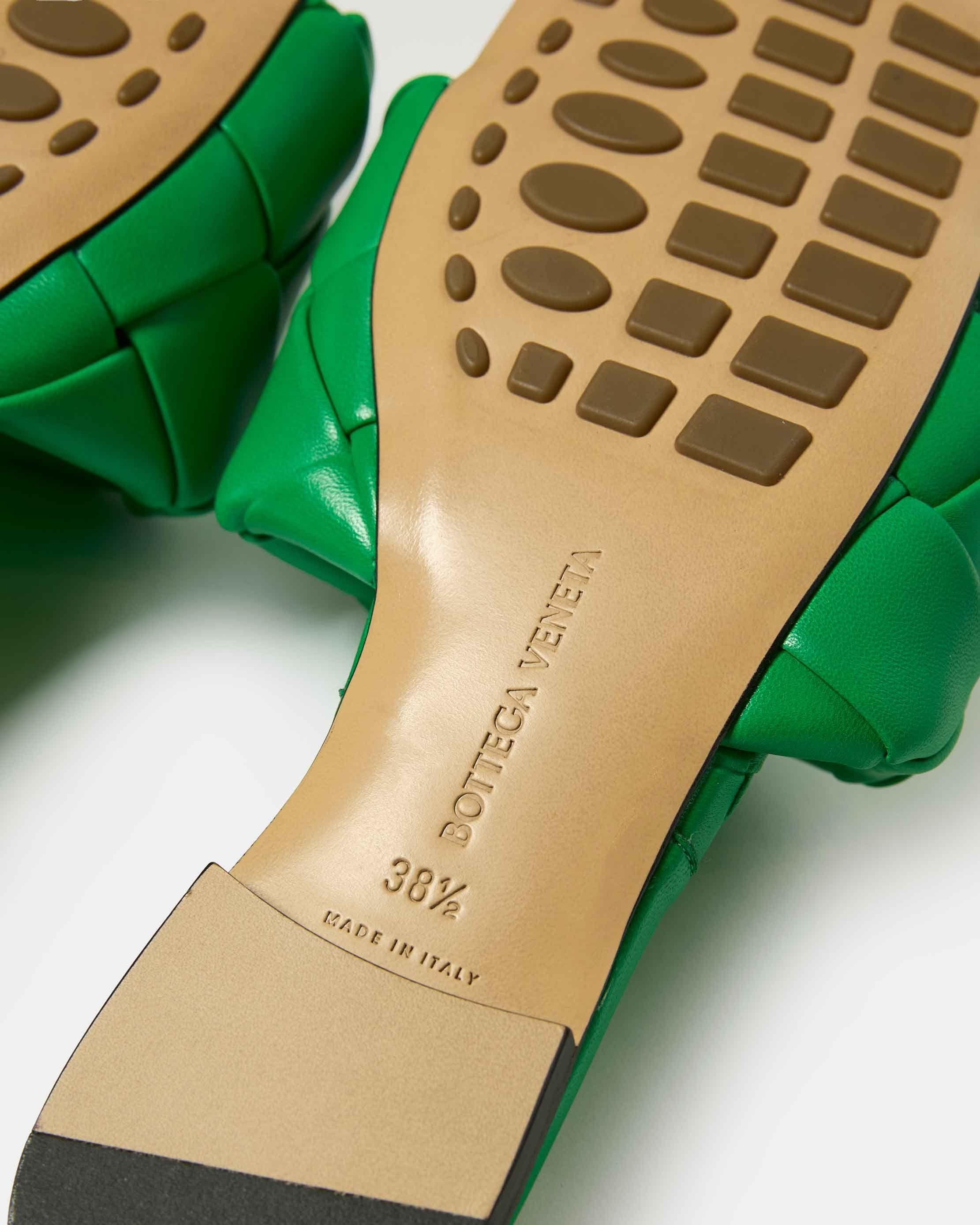 Bottega Veneta Green Leather Slides