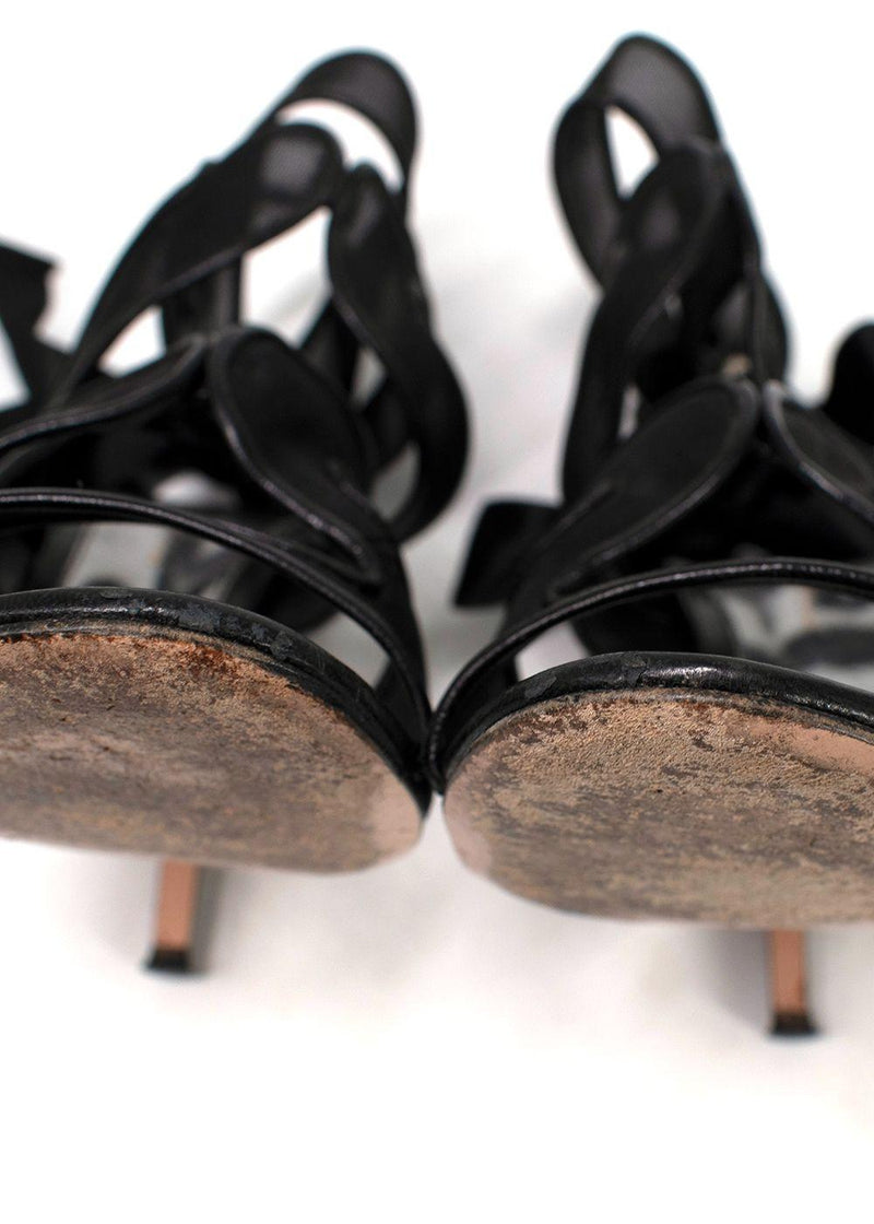 Gianvito Rossi Black Mesh Wrap Sandals