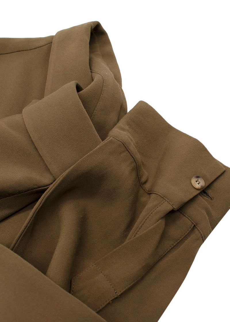 Asceno Green Khaki London Oversized Crepe Shirt