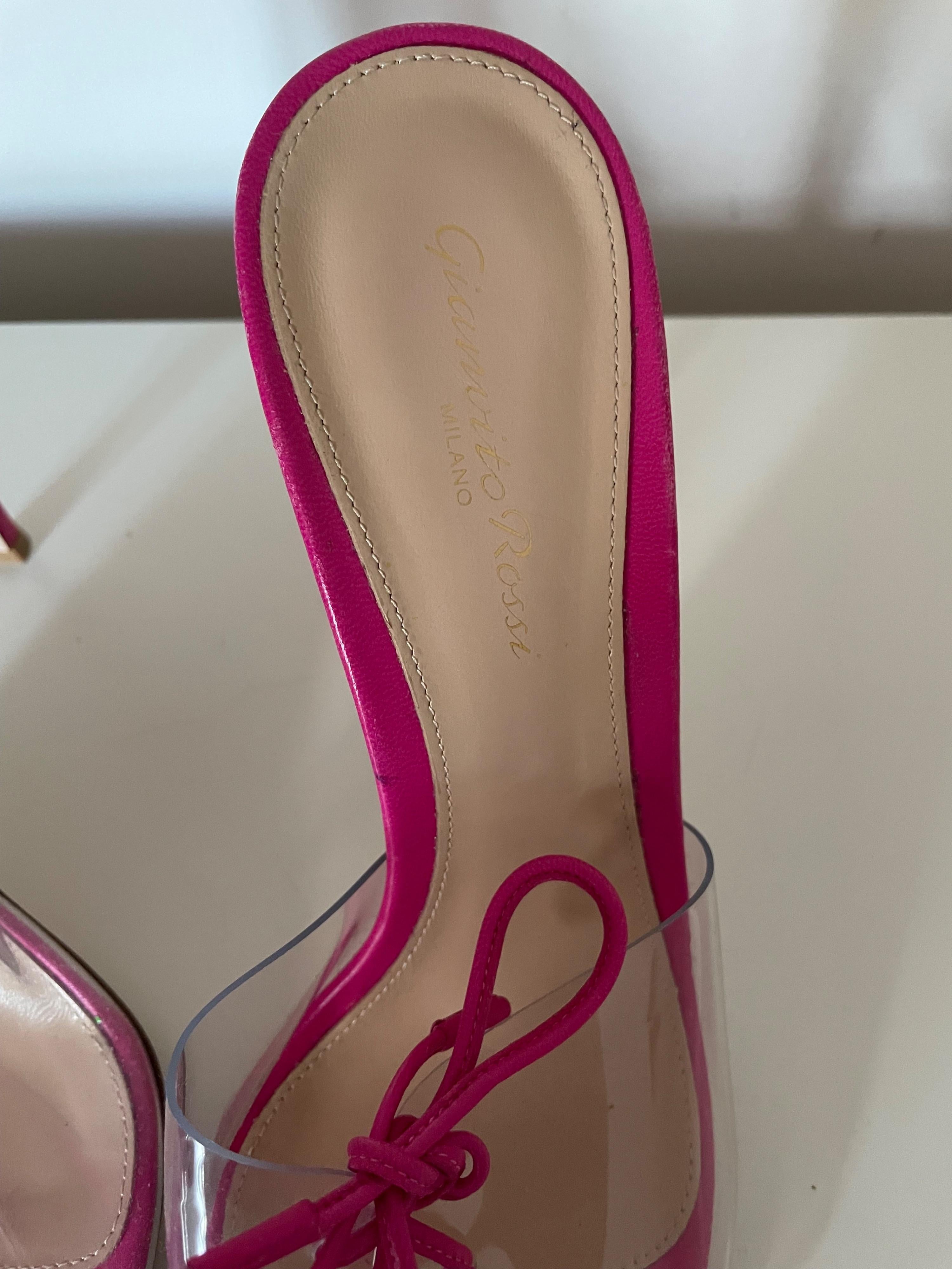 Gianvito Rossi Pink Perspex Lace Up Detail Mules