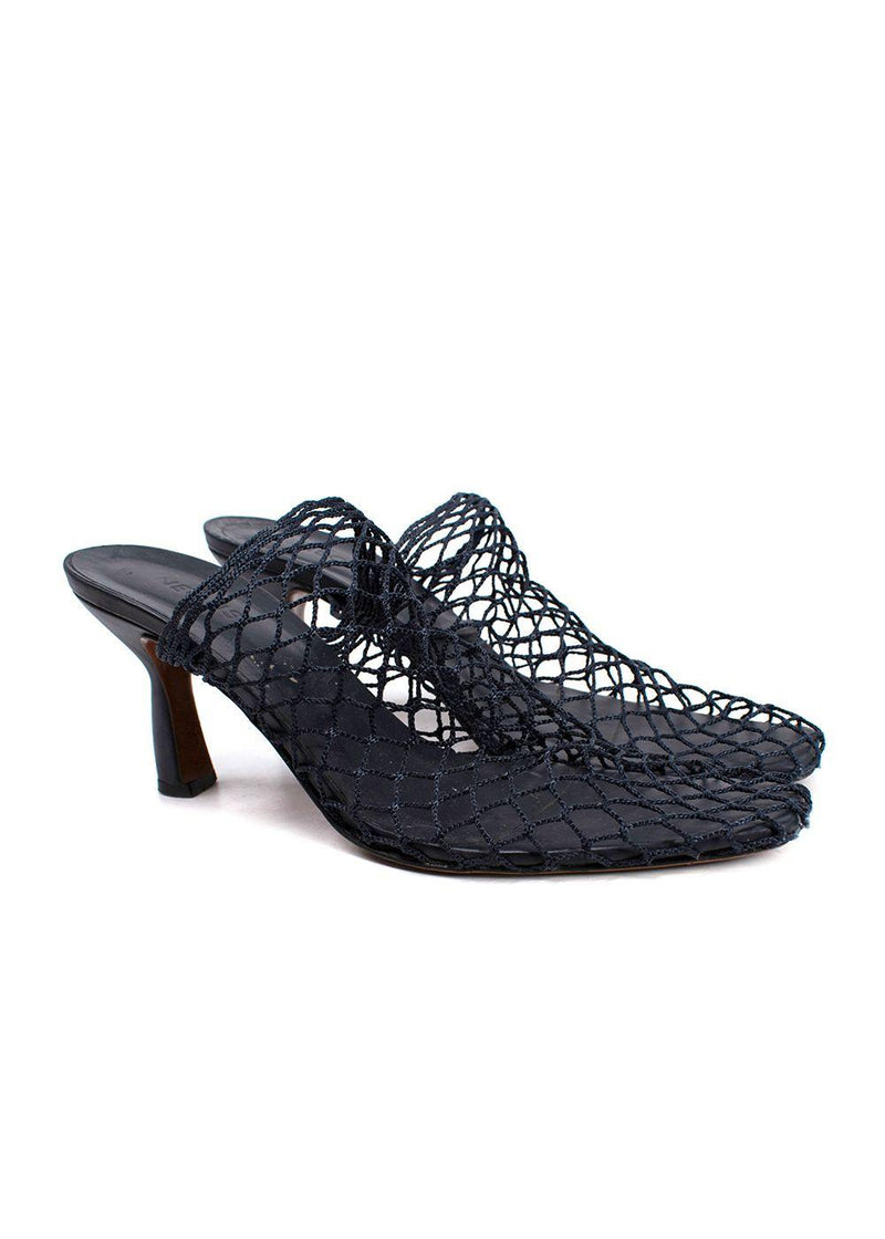 Neous Navy Bophy Fishnet Mules