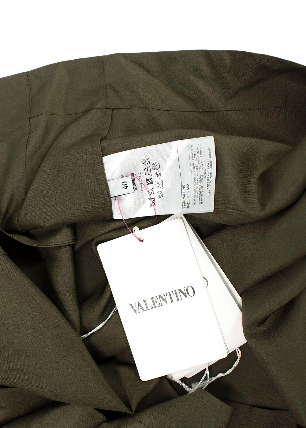 Valentino Khaki Neck Tie Detailed Asymmetric Tunic Dress
