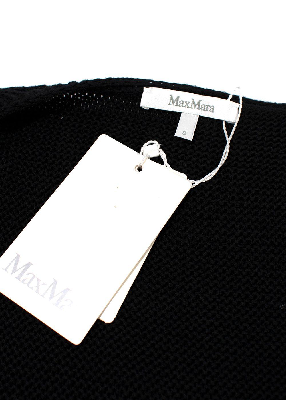MaxMara Black Silk and Linen Blend Cropped Cardigan