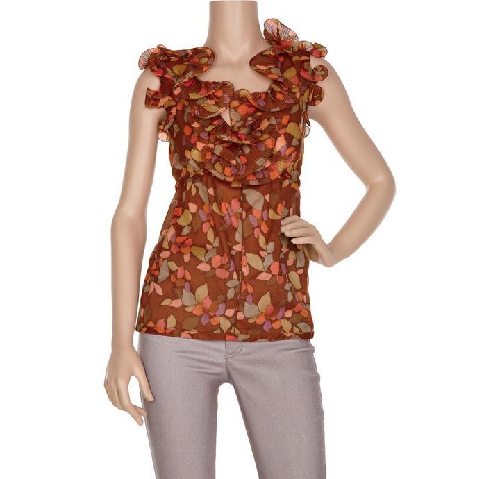 Marc Jacobs Ruffle-trimmed sheer printed cotton top