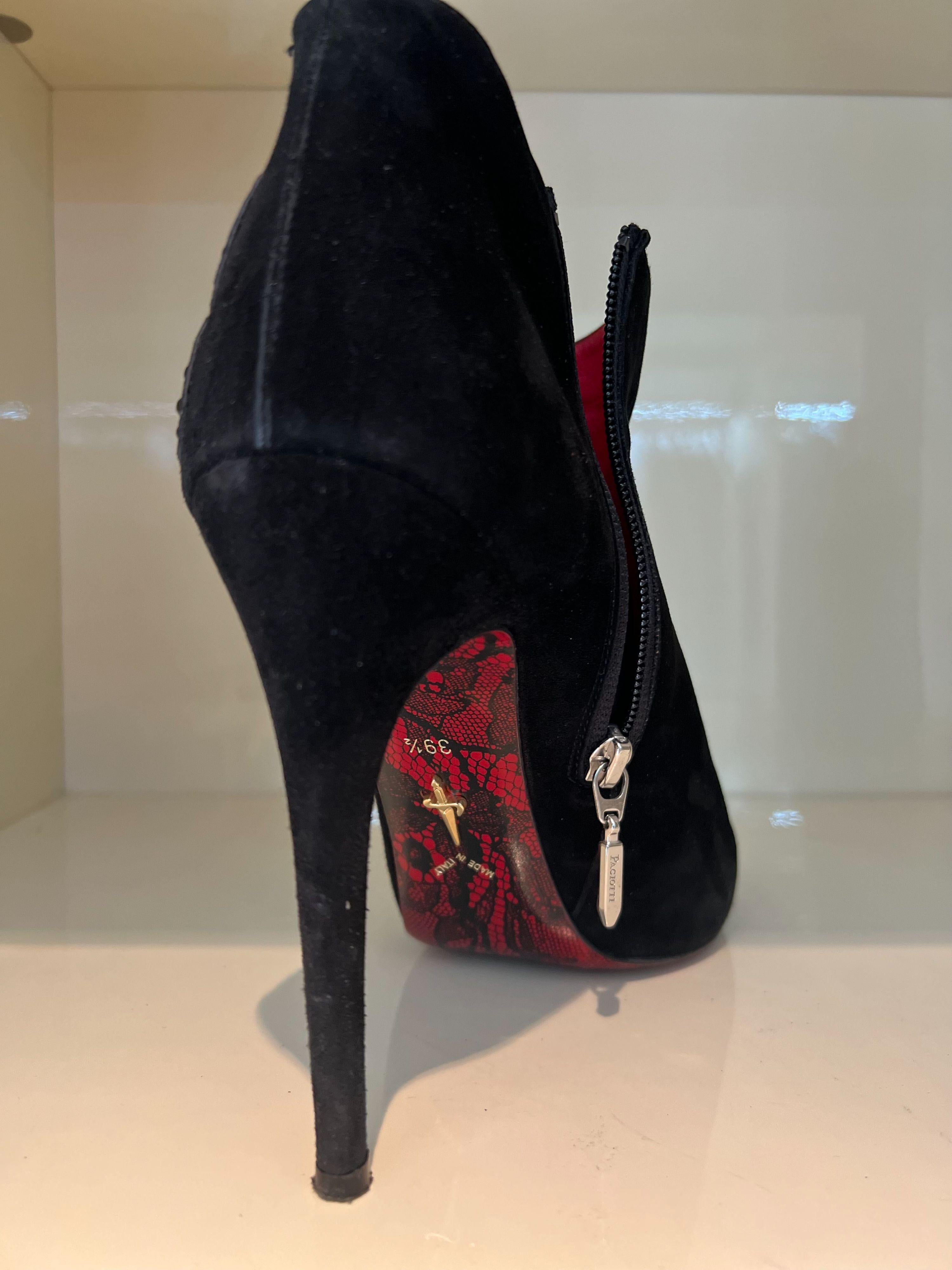 Crystal Embellished Suede Cut-Out Ankle Boots