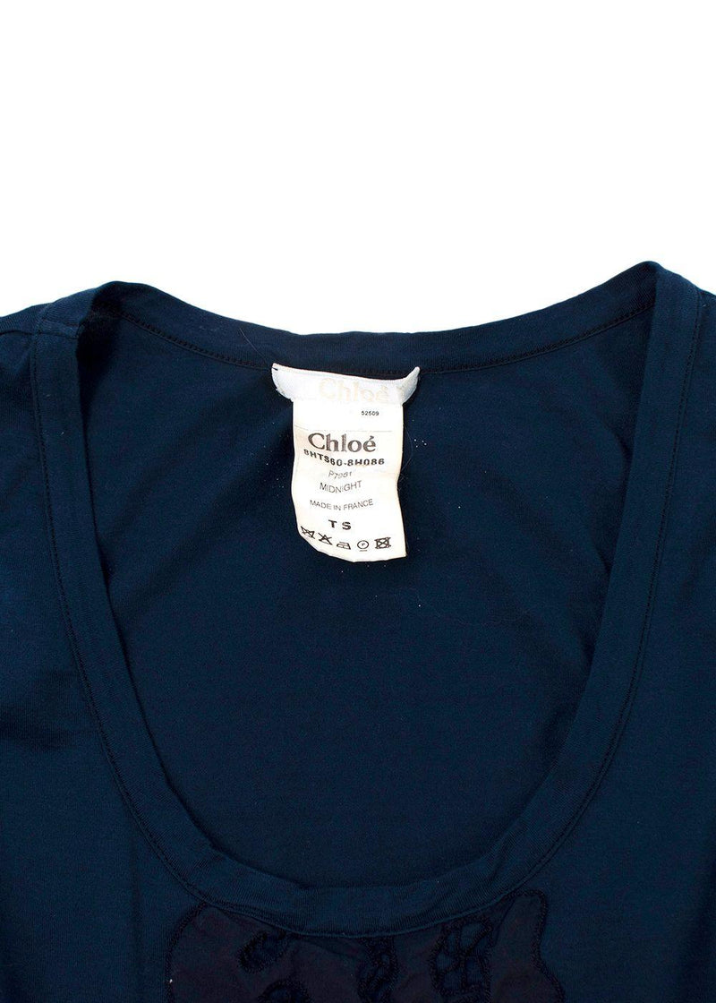 Chloe Navy Crystal Embellished Tank Top