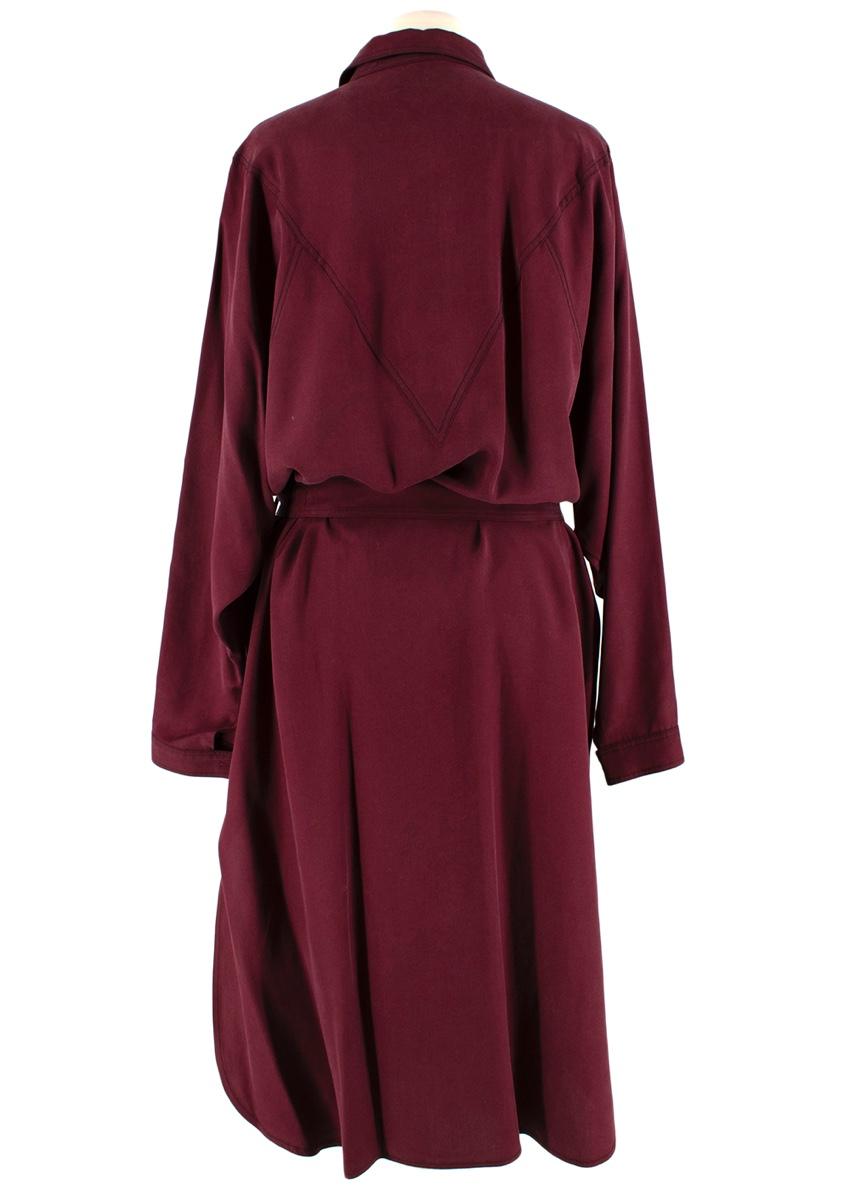 Albus Lumen Burgundy Sabrina Waist-tie Twill Shirtdress