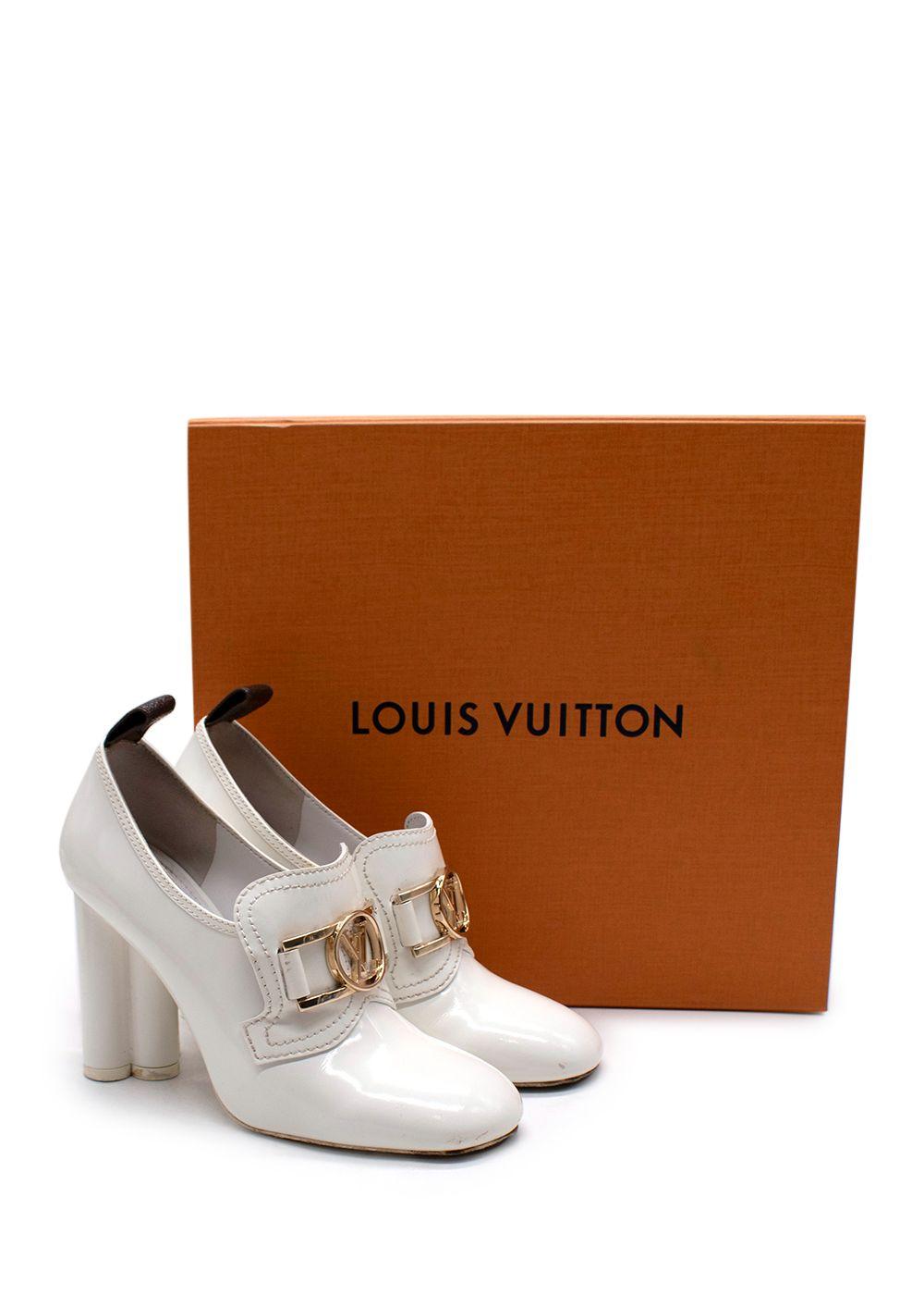 Louis Vuitton White Block Heel Loafer Style Shoes