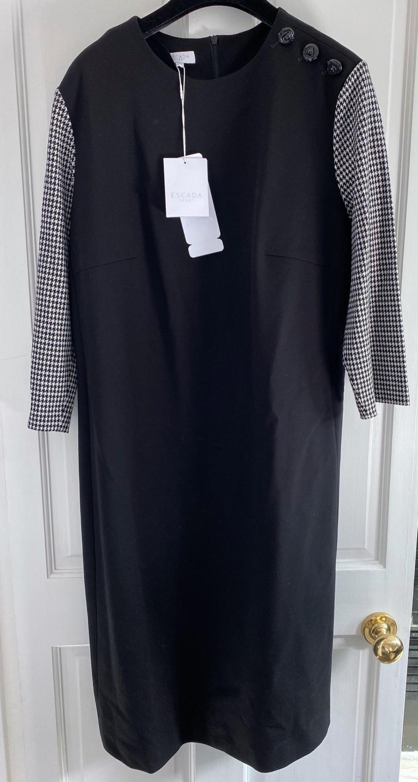 Escada Sport Black Houndstooth Sleeve Dress