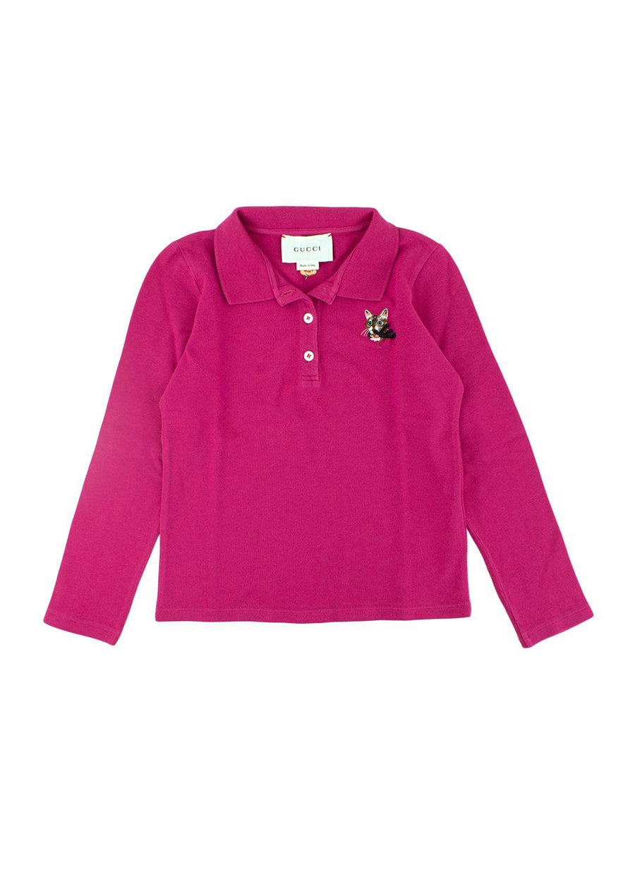 Pink Cotton Long Sleeved Polo