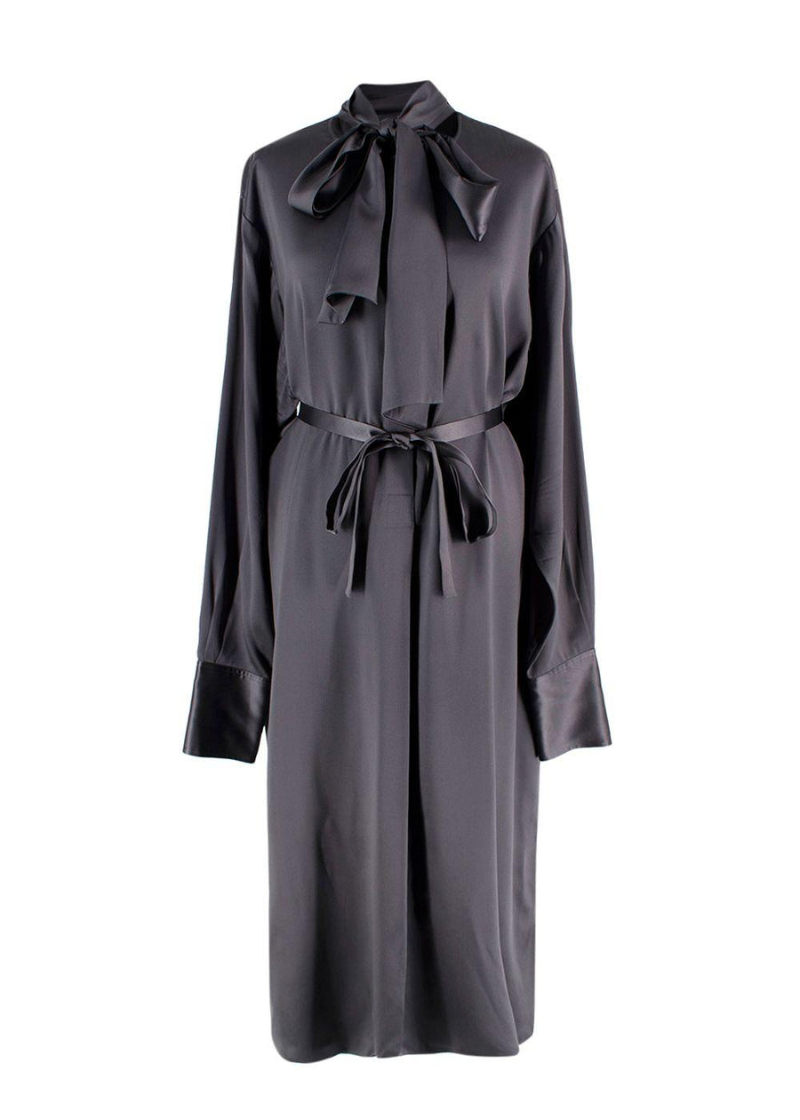 Joseph Grey Belted Silk Dress