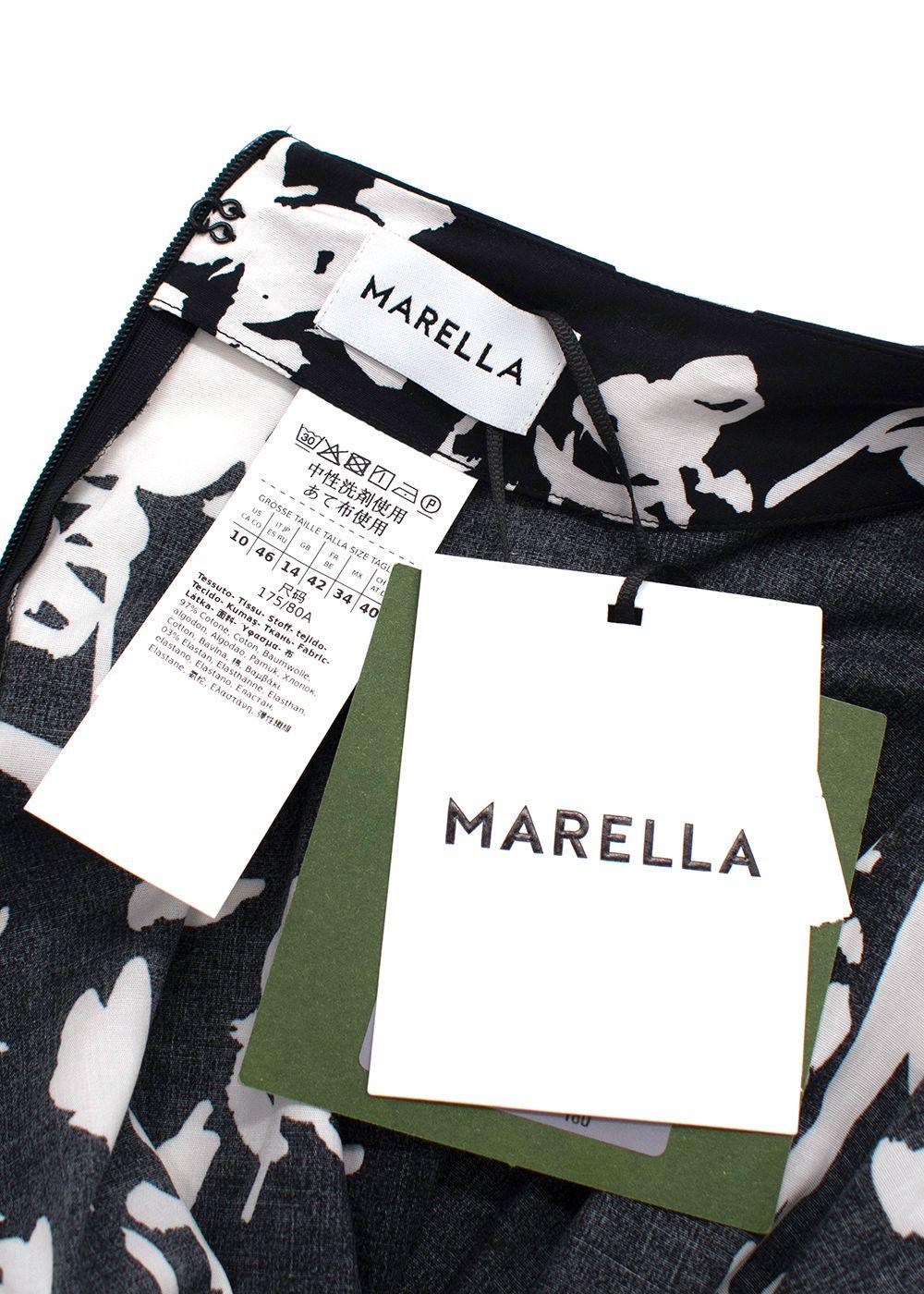 Marella Black and White Floral Cotton Skirt