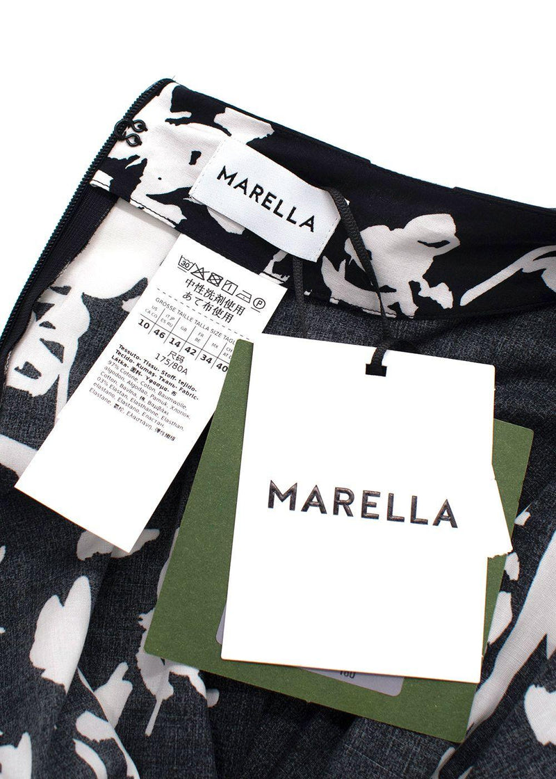 Marella Black and White Floral Cotton Skirt