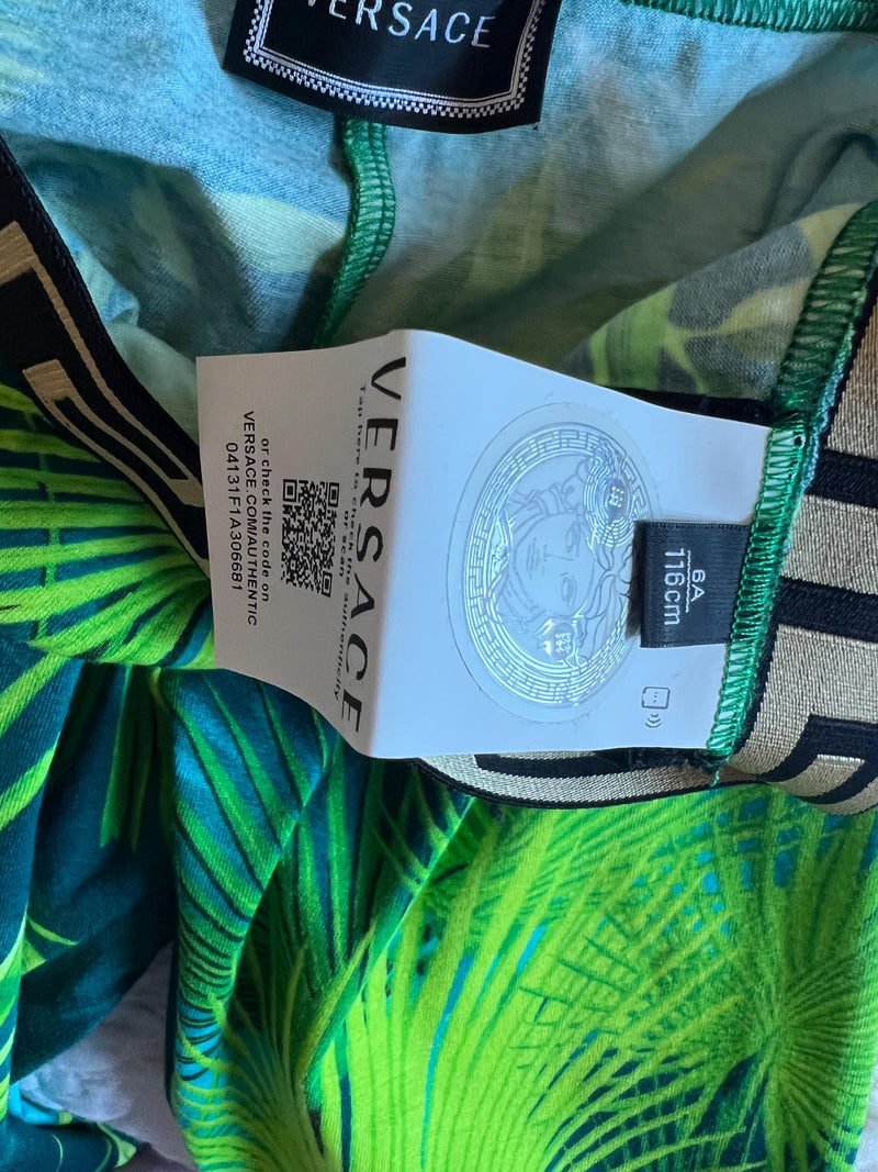 Young Versace palm print leggings