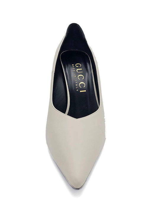 White Leather Priscilla Pumps