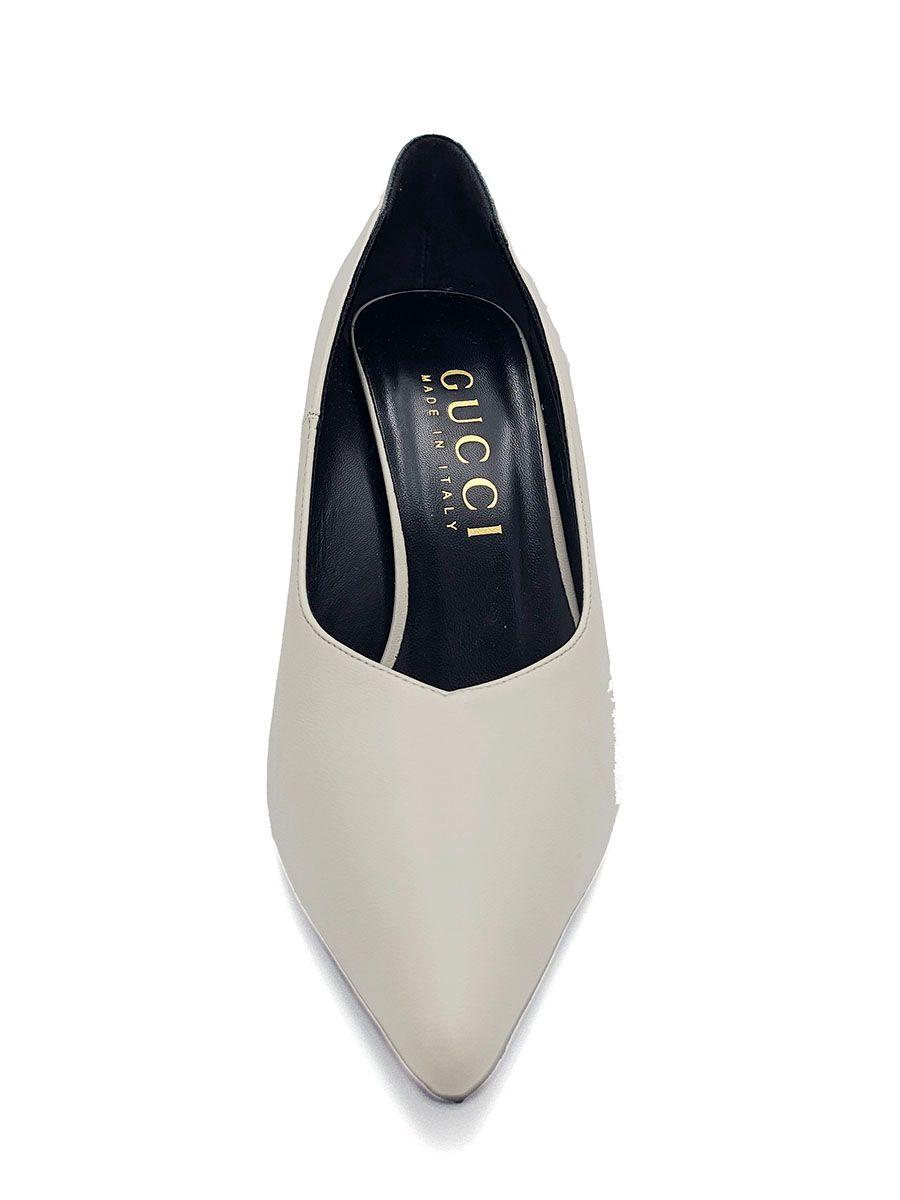 White Leather Priscilla Pumps