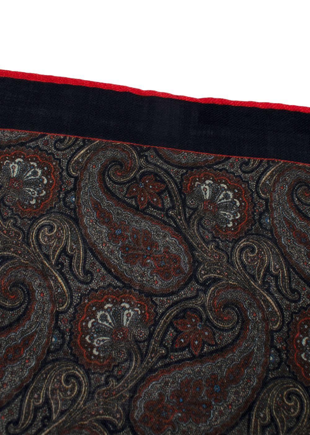 Timothy Everest Navy and Grey Paisley Pocket Square