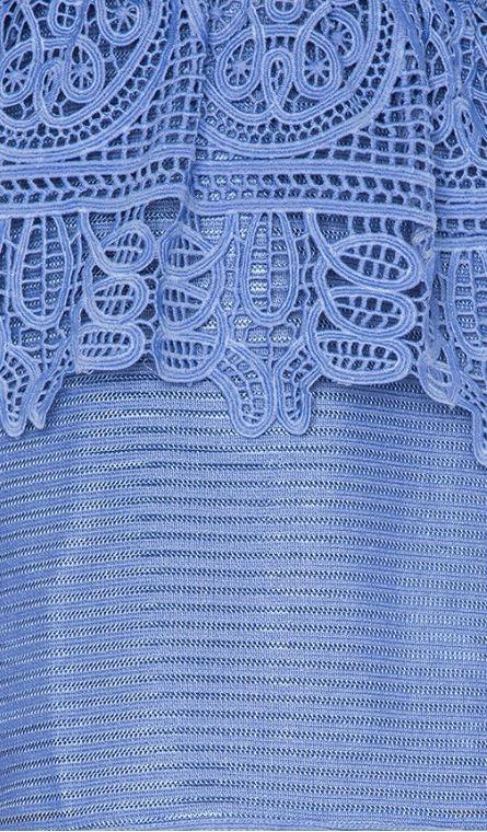 Self Portrait Cornflower Blue Lace Trim Mini Dress