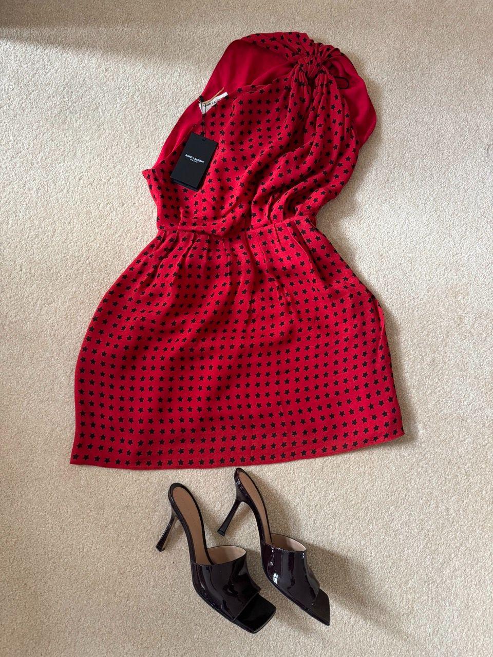 Saint Laurent Red Star Print Mini Dress