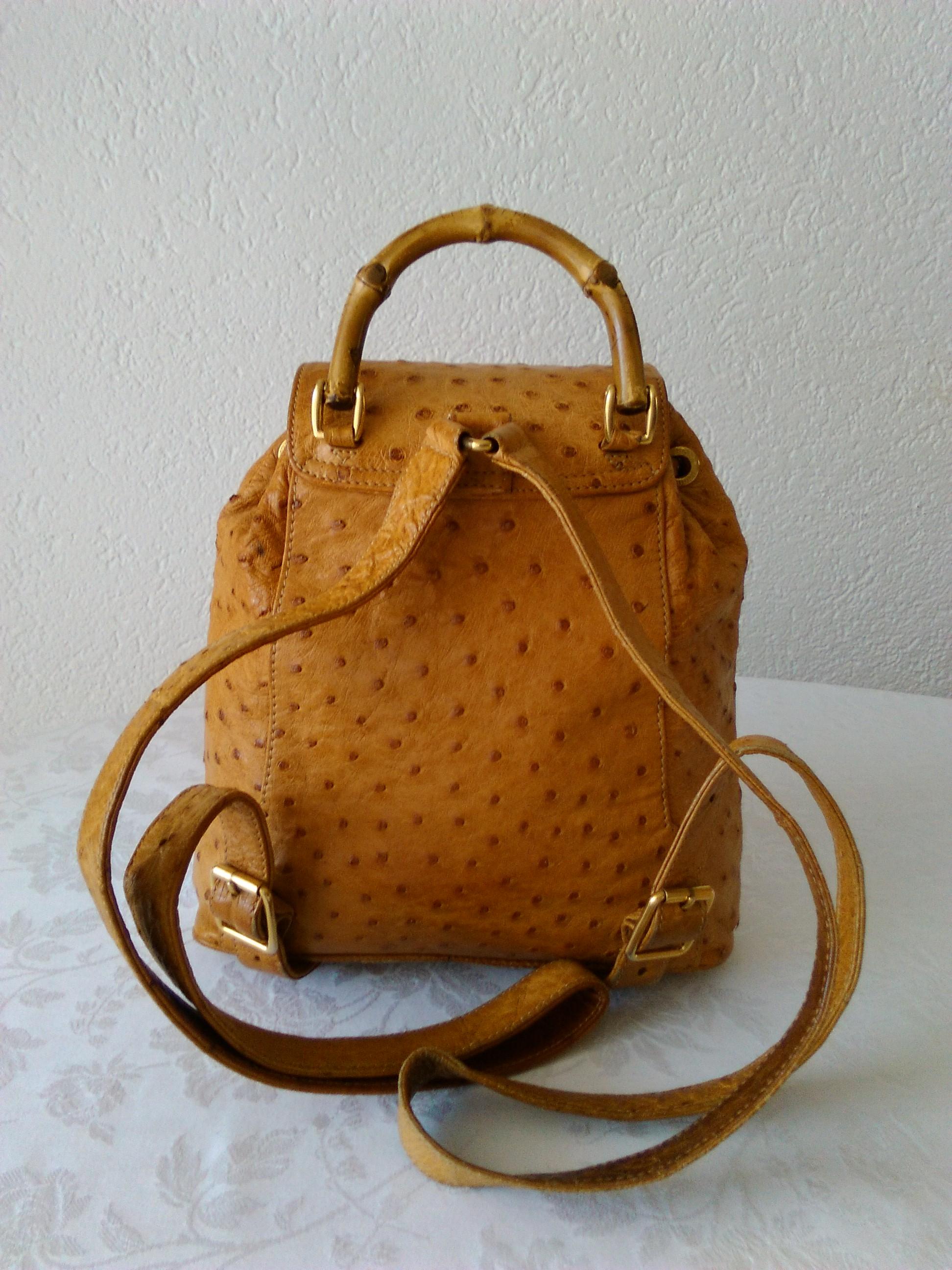 GUCCI  Bamboo mini ostrich backpack