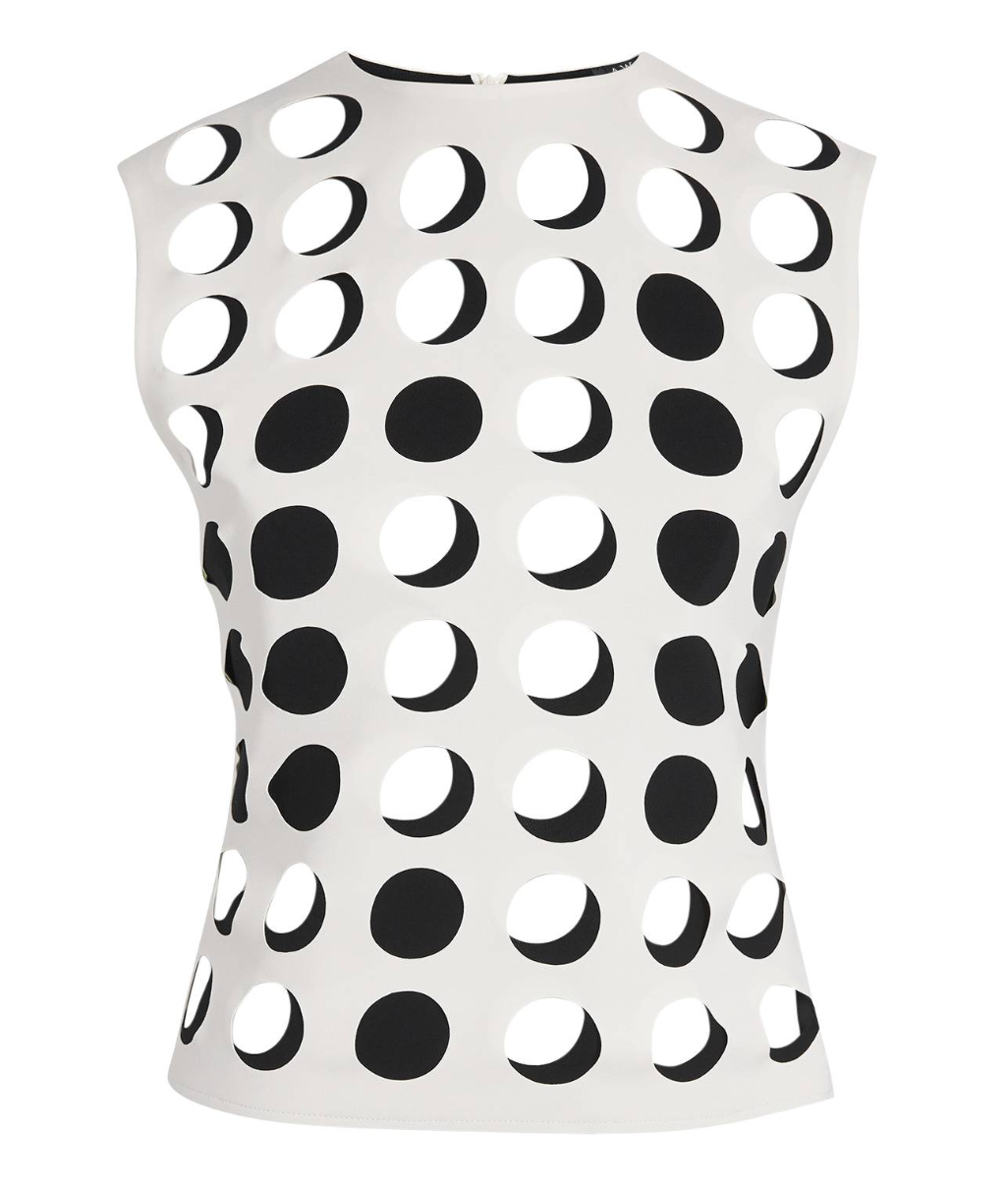 A.W.A.K.E. Mode White Layered Holes Sleeveless Top