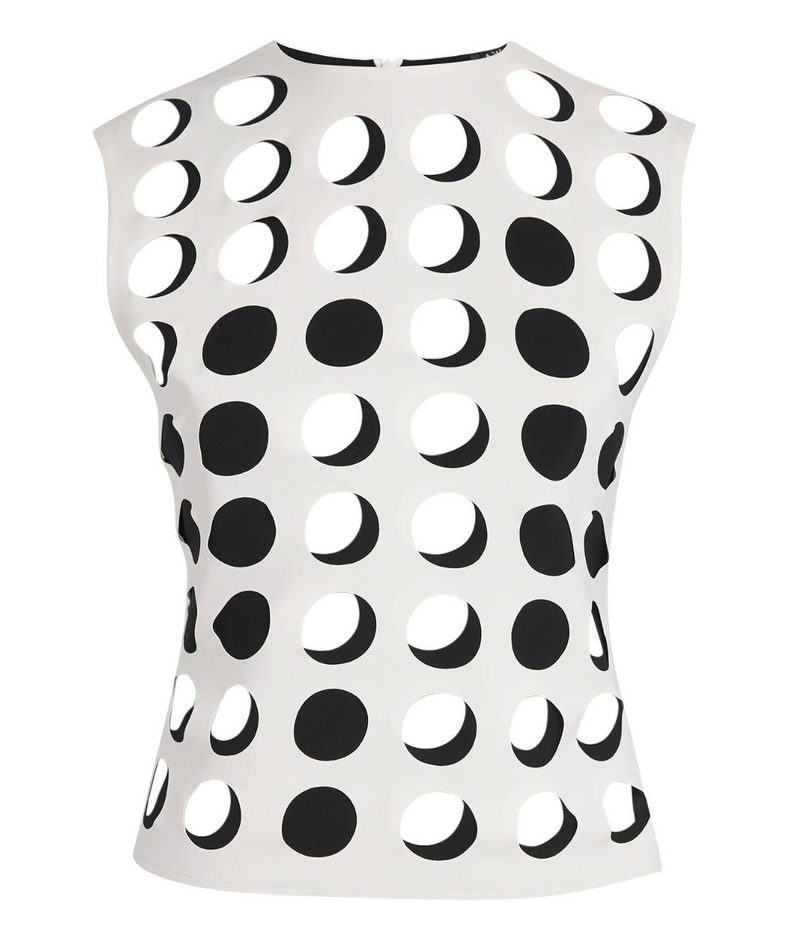 A.W.A.K.E. Mode White Layered Holes Sleeveless Top