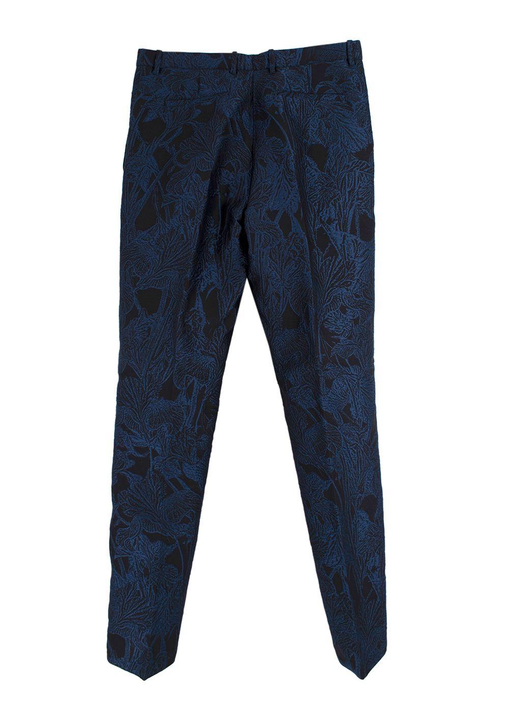 Roberto Cavalli Blue Tropical Brocade Trouser Suit