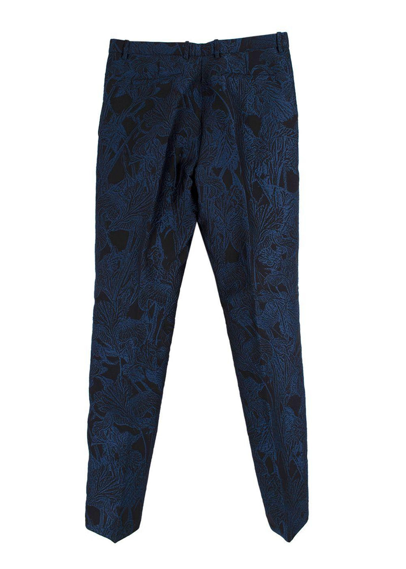 Roberto Cavalli Blue Tropical Brocade Trouser Suit
