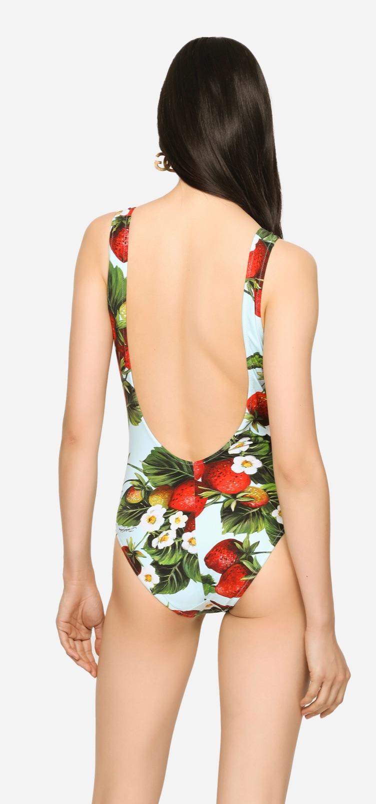 Dolce & Gabbana Blue Strawberry Print Swimsuit