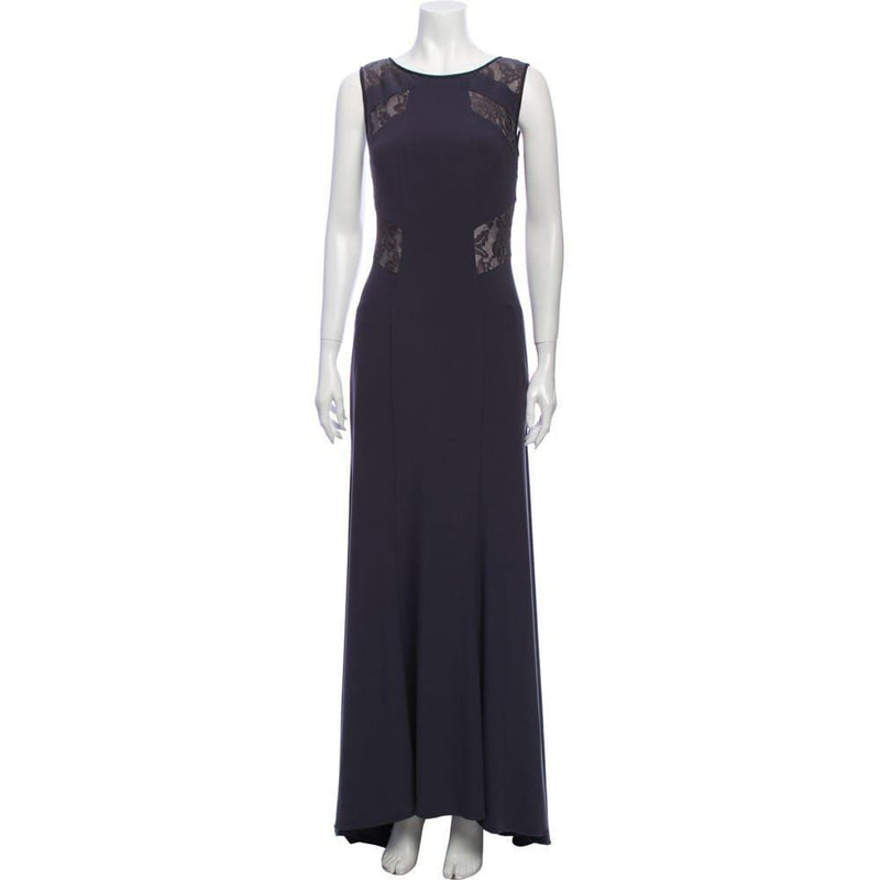 jet grey crepe & lace gown