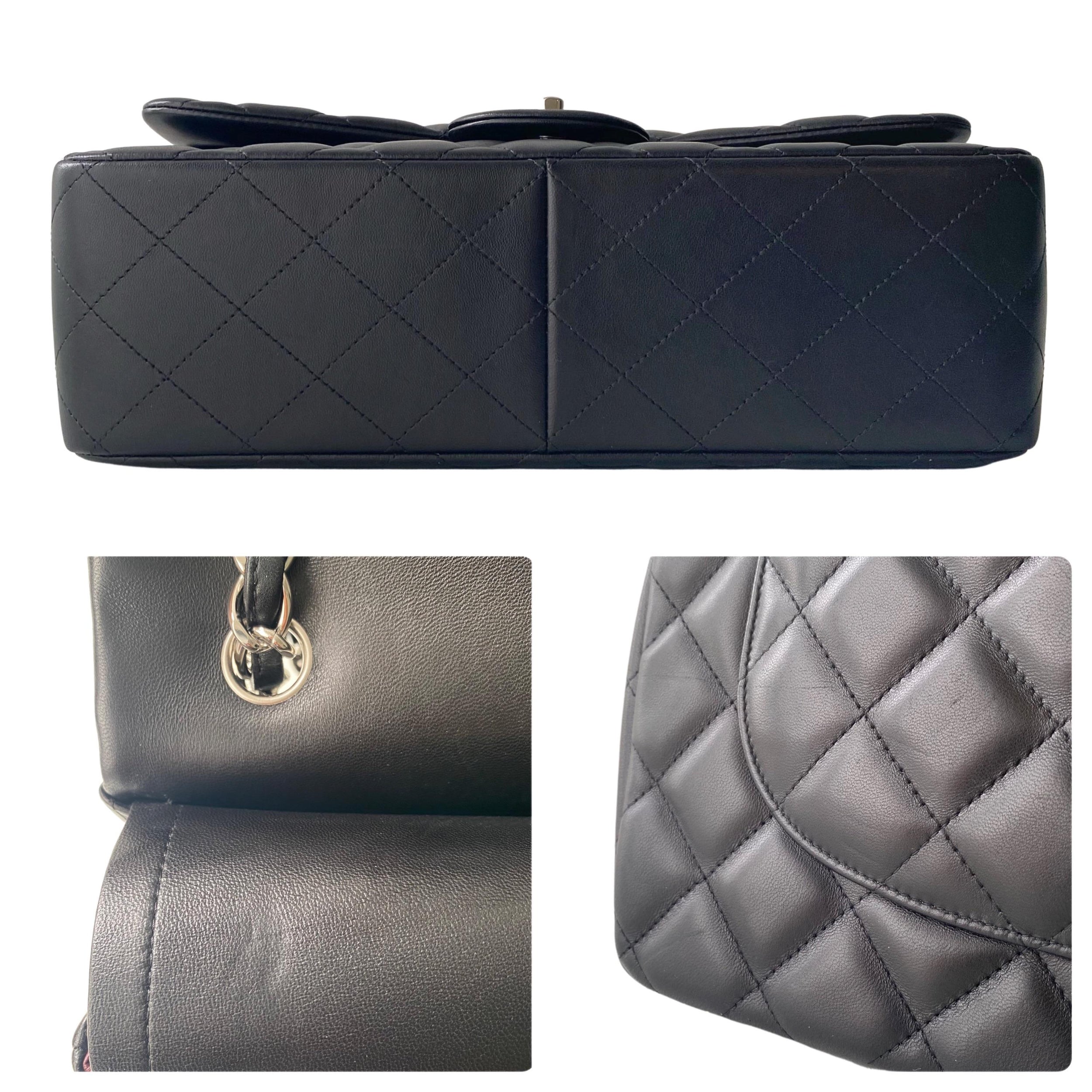 Black Lambskin Jumbo Double Flap Bag