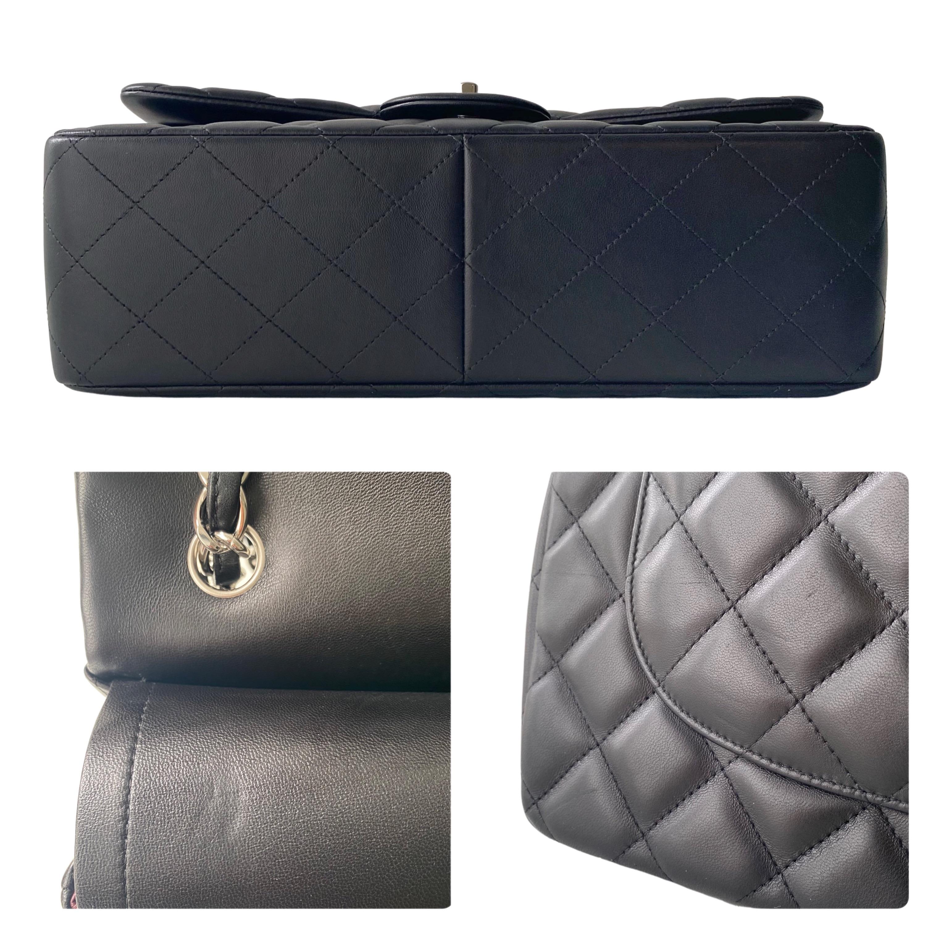 Black Lambskin Jumbo Double Flap Bag