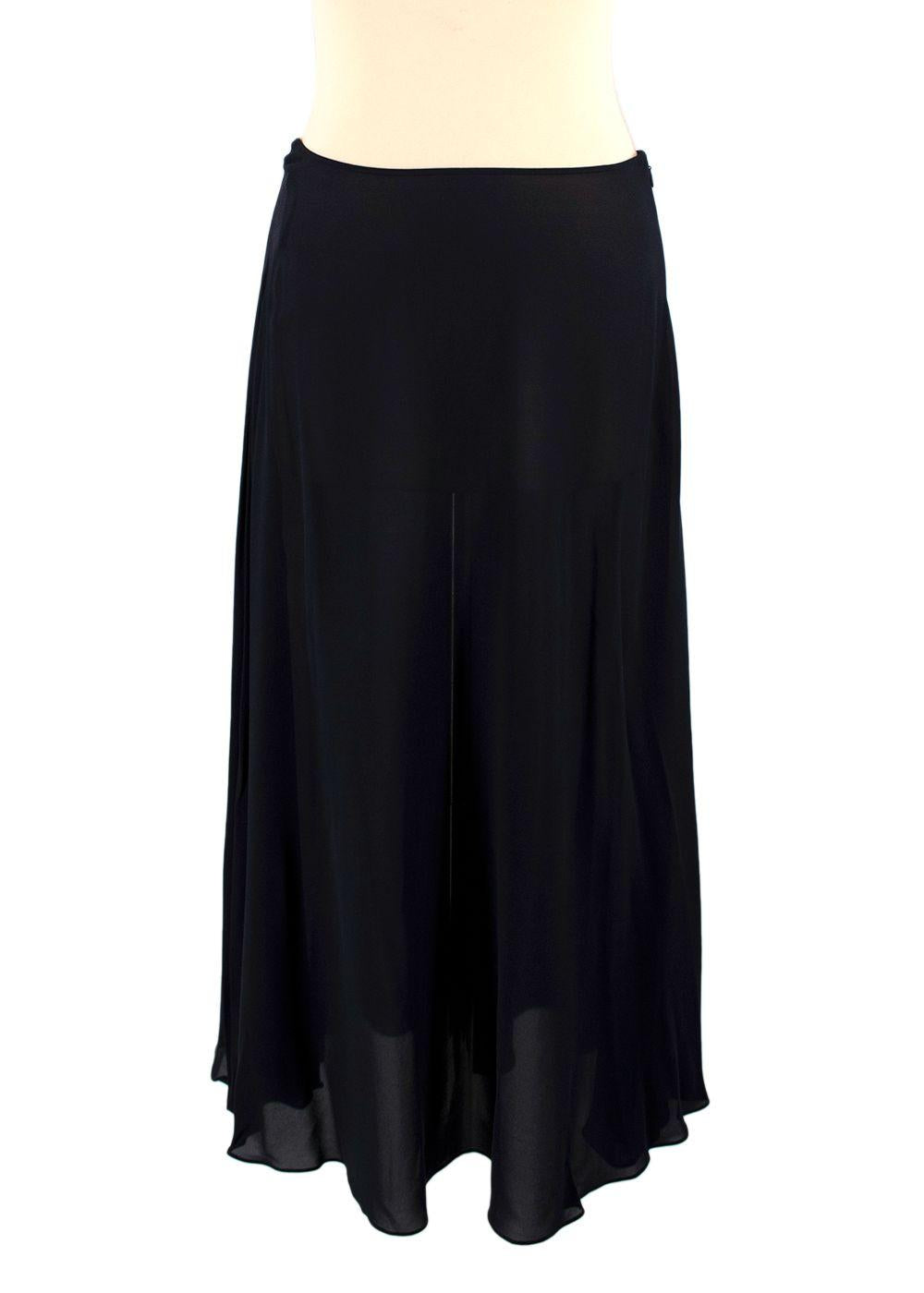 Dior Navy Cotton Blend Embroidered Midi Skirt