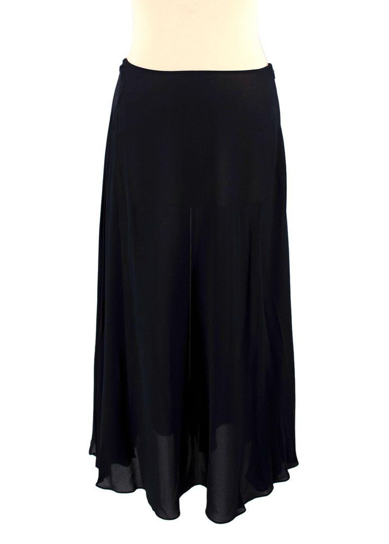 Dior Navy Cotton Blend Embroidered Midi Skirt