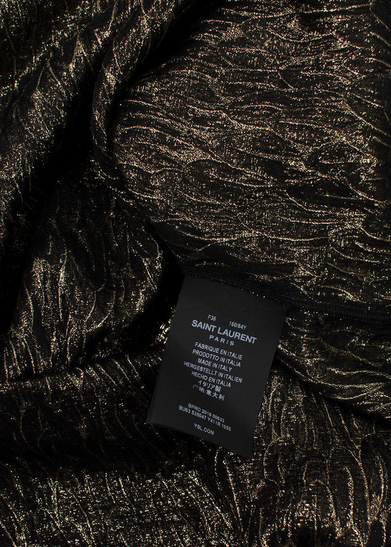 Saint Laurent Metallic Jacquard Silk Blouse
