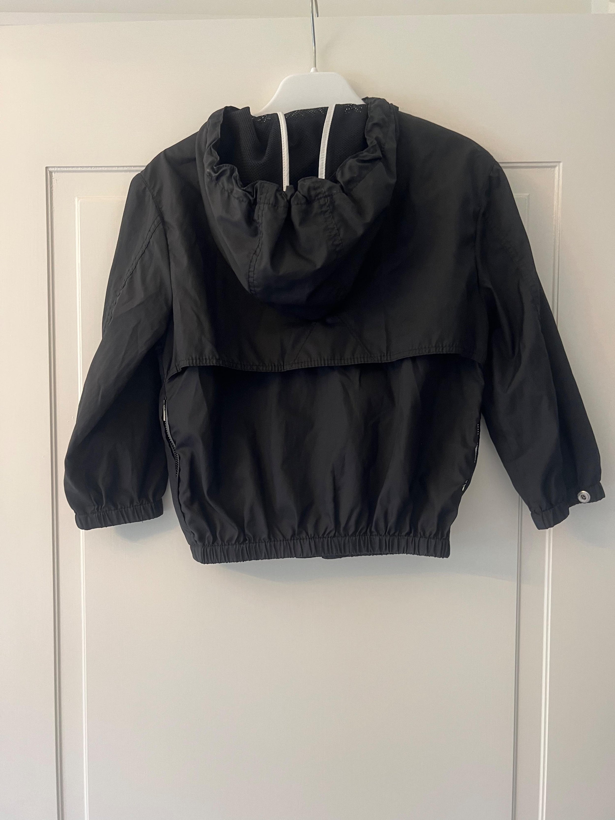 black logo raincoat