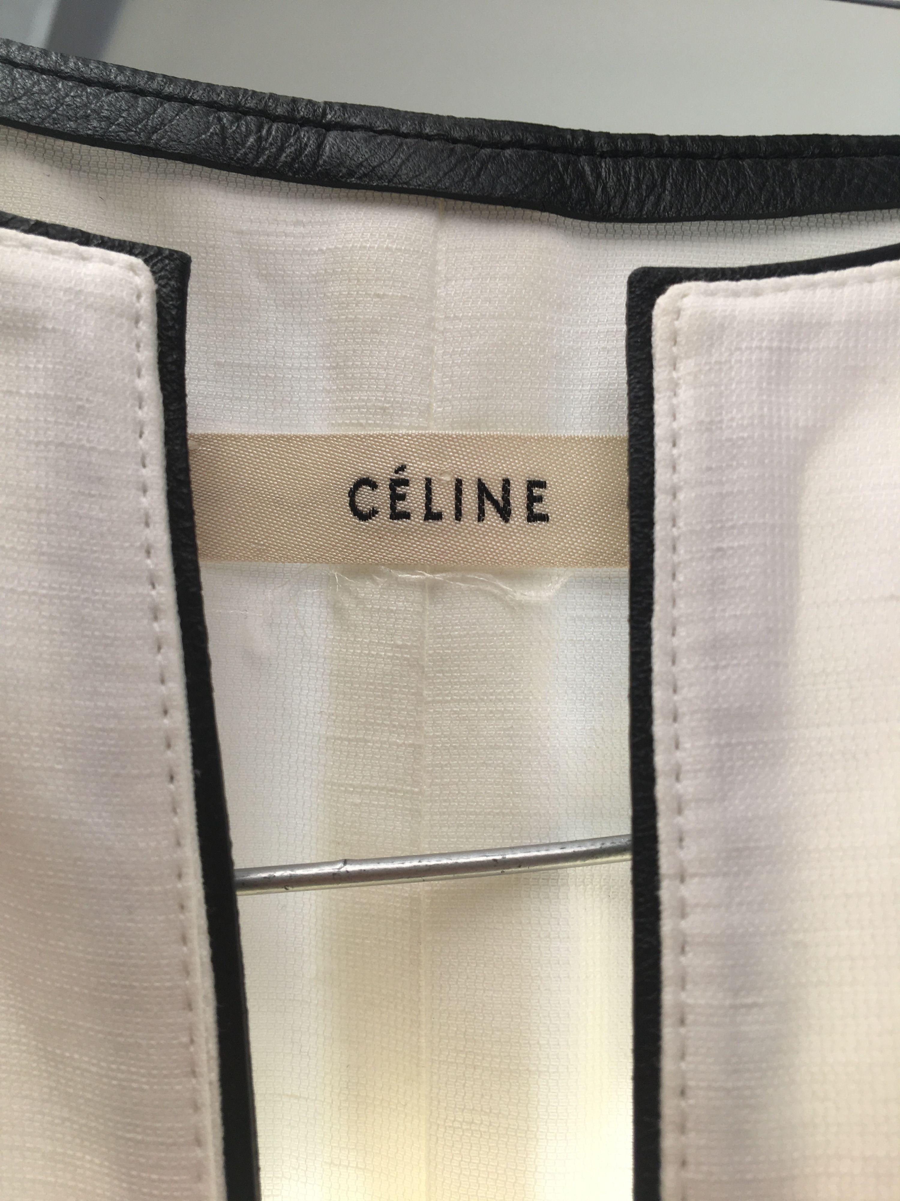 White cotton leather trimmed tunic top
